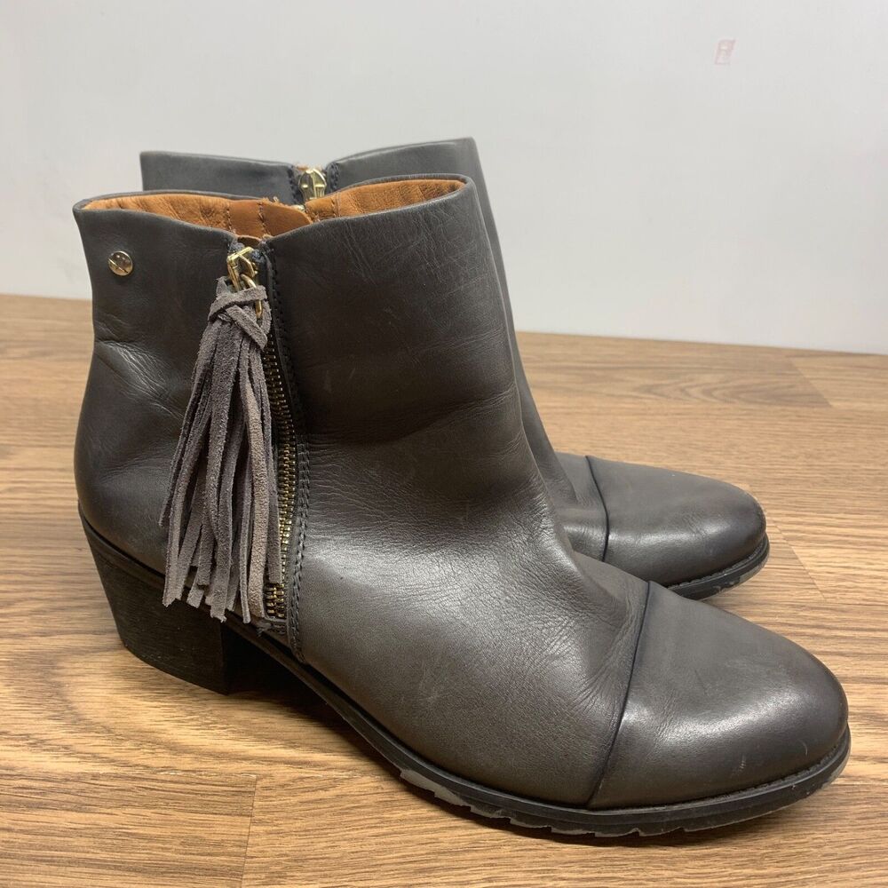 PIKOLINOS Ankle Booties Andorra Tassel Zipper Olive Green Gray Size EU 42 US 11